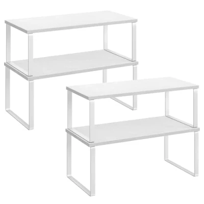 Abbildung von SONGMICS Gewürzregal, 4er Set, Küchenregal, Küchen Organizer, erweiterbar, Gewürzhalter, stapelbar, mit Metallrahmen, ‎19,5 x 39,7 15,8 cm, wolkenweiß schneeweiß KCS028W01