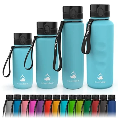 Abbildung von coolrhino Trinkflasche 1000ml für Sport, Outdoor, Schule, Fitness &amp; Kinder Wasserflasche auslaufsicher und Bpa frei Flasche Kohlensäure geeignet (Rhino Sky Blue, 1000ml)