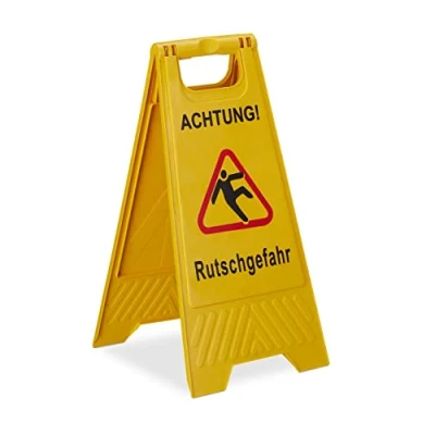 Abbildung von Relaxdays Achtung Rutschgefahr Aufsteller, klappbar, Warnschild vor Glätte, beidseitig beschriftet, Hinweisschild, gelb, 1 Stück