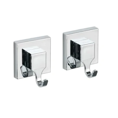 Abbildung von WENKO Vacuum Loc® Wandhaken Quadro, 2er Set, Handtuchhaken für Badezimmer und Küche, Vakuum Befestigung ohne Bohren, Handtuchhalter aus Kunststoff, Maße je Haken: 6 x 7 5 cm