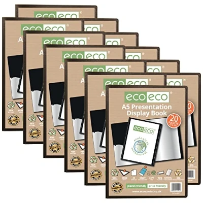 Abbildung von eco A5 50% Recycelt 20 Taschen Schwarz Farbe Päsentationsdisplay Book (Packung mit 12)
