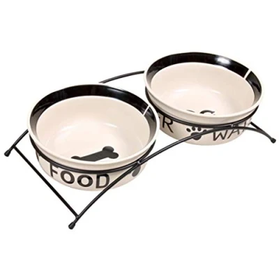 Abbildung von Trixie Eat on Feet Two Hundenapf Set aus Keramik, 1,6 l, mehrfarbig