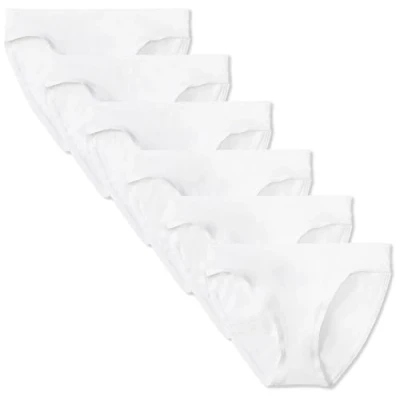 Abbildung von Amazon Essentials Damen Bikinihose aus Baumwolle (in Übergröße erhältlich), 6er Pack, Weiß, 42