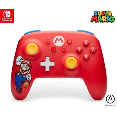 Abbildung von Kabelloser PowerA Controller für Nintendo Switch Mario Freude, Gamepad, Spiele Controller, kabelgebundener offiziell lizenziert