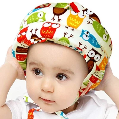 Abbildung von IULONEE Baby Helm Kopfschutz Kleinkind Schutzhut Baumwolle Verstellbarer Sicherheitshelm(Eule Gelb)