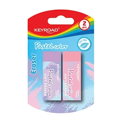 Abbildung von KeyRoad Universal Radiergummi/Radierer für Bleistift und Buntstift/ 2 Stücke/Blister/Farbe: Pastellfarben/Ideal Schule Büro, KR972036