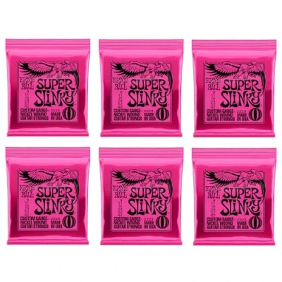 Abbildung von Ernie Ball Super Slinky Nickel Wound E Gitarrensaiten, 6er Pack, Stärke 9 42