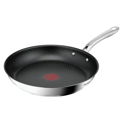 Abbildung von Tefal Infinite Pfanne Induktion 28 cm, Bratpfanne mit Antihaftversiegelung, Thermo Signal bei idealer Brattemperatur, einfache Reinigung, für alle Herdarten geeignet, Premium Edelstahl, H81506