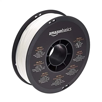 Abbildung von Amazon Basics 3D Drucker Filament aus SILK PLA Kunststoff, 1.75 mm, 1 kg Spule, Weiß