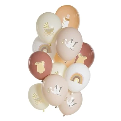 Abbildung von Folat 25157 Luftballons Set Latex Sweet Baby 33cm 12 Stück für Geburt Willkommen Zuhause Empfang Partei Dekoration Familie