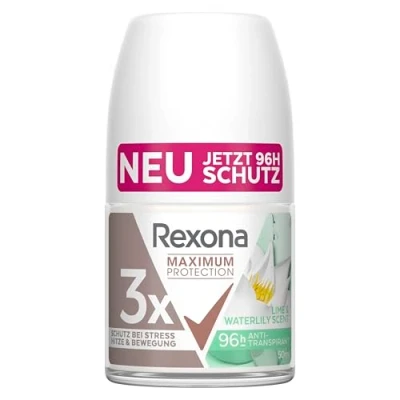Abbildung von Rexona Maximum Protection Deo Roll On Lime &amp; Waterlily Scent Anti Transpirant mit 3x Schutz bei Stress, Hitze Bewegung 96 Stunden extremer 50 ml