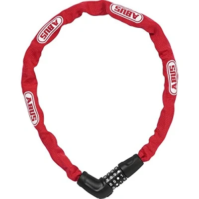 Abbildung von ABUS Kettenschloss Steel O Chain 5805C Zahlenschloss aus 5 mm starken Stahlkette Sicherheitslevel 4 75 cm Rot