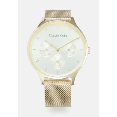 Abbildung von Calvin Klein Multi Zifferblatt Quarz Uhr für Damen Kollektion Timeless Mesh MF mit Goldfarben Edelstahl Gliederarmband 25200103