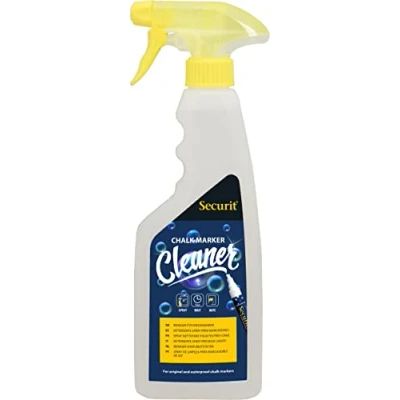 Abbildung von SECURIT Vermes SECCLEAN GR Reinigungsspray für Kreidemarker, 750 ml, entfernt rückstandslos wasserlösliche und wasserfeste Flüssigkreide von non porösen Oberflächen, Durchsichtig