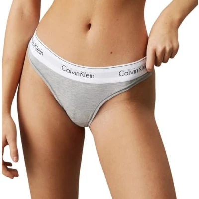 Abbildung von Calvin Klein Damen String Thong Unterwäsche, Grau (Grey Heather), S