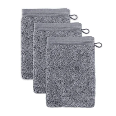 Abbildung von möve Superwuschel Waschhandschuh 15 x 20 cm aus 100% Baumwolle, stone 3er Set
