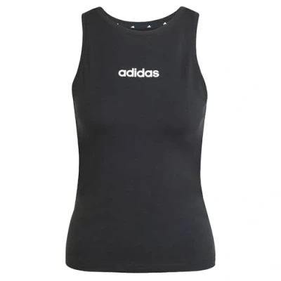 Abbildung von adidas Damen Essentials LINEAR Slim Cotton Tank, Black/White, M