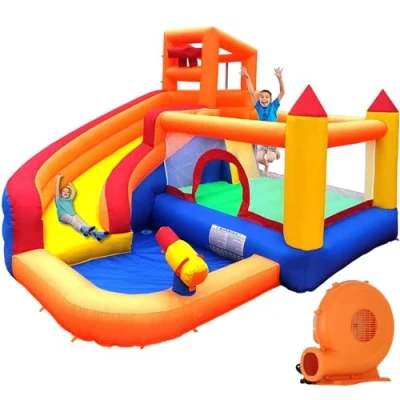 Abbildung von Ballsea Große Hüpfburg mit Gebläse, Trocken /Wasserrutsche, geeignet für Kinder von 3 bis 10 Jahren, Children&#039;s Bouncy Castle for Indoor or Outdoor use 320 x 280 232 cm