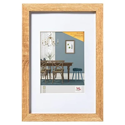 Abbildung von walther design Bilderrahmen eiche hell 40 x 50 cm mit Kunstglas und Passepartout Fiorito Holzrahmen EFX050E