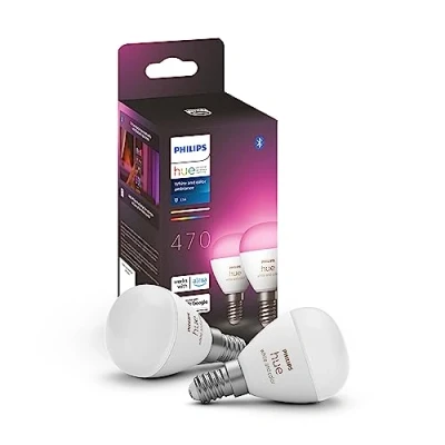 Abbildung von Philips Hue White Ambiance &amp; Color E14 Luster LED Lampe, dimmbar, bis zu 16 Mio. Farben, steuerbar via App, kompatibel mit Amazon Alexa (Echo, Echo Dot), Doppelpack
