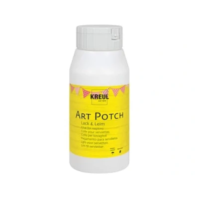 Abbildung von KREUL 49253 Art Potch Lack und Leim, transparent, 750 ml, Serviettentechnik Dekokleber auf Wasserbasis, für Holz, Keramik, Stein Karton