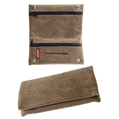 Abbildung von Tabaquera Pitillera Cover Tabaktasche von Liar Ledertasche Tobacco Wallet Rolling HIBRON (58105 Braun)
