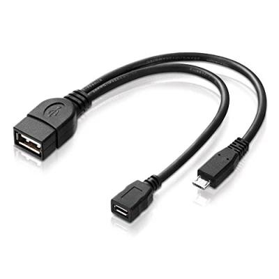 Abbildung von adaptare 40228 USB OTG Adapter Kabel Micro 2.0 Stecker Buchse Typ A + Strom Anschluss für Externe Festplatte, Fire TV Stick und andere Geräte