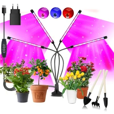 Abbildung von Niello Pflanzenlampe LED, Pflanzenlicht 80 LEDs Pflanzenleuchte Wachstumslampe Wachsen licht Vollspektrum mit 10 Stufen, 3 Modi, 4 Köpfe Zeitschaltuhr für Gartenarbeit