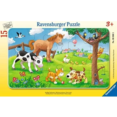Abbildung von Ravensburger Kinderpuzzle 06066 Knuffige Tierfreunde Rahmenpuzzle für Kinder ab 3 Jahren, mit 15 Teilen