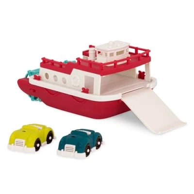 Abbildung von Wonder Wheels Großes 31 cm Boot und 2 Autos Schiff Wasserspielzeug, Badewannenspielzeug, Badespielzeug Badewanne Spielzeug für Kinder Babys ab 1 Jahr
