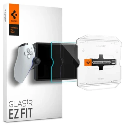 Abbildung von Spigen Glas.tR EZ Fit Schutzfolie kompatibel mit Sony PlayStation Portal Remote Player für PS5 Konsolen, Kratzfest, Kristallklar, 9H Härte Folie