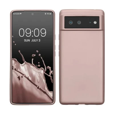 Abbildung von kwmobile Case kompatibel mit Google Pixel 6 Hülle Schutzhülle aus Silikon metallisch schimmernd Handyhülle Metallic Arctic Berry