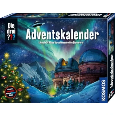 Abbildung von die DREI ??? Adventskalender 2025 von Kosmos 632656, Löse 24 Rätsel der geheimnisvollen Sternwarte, Spielzeug und für Kinder, Fragezeichen