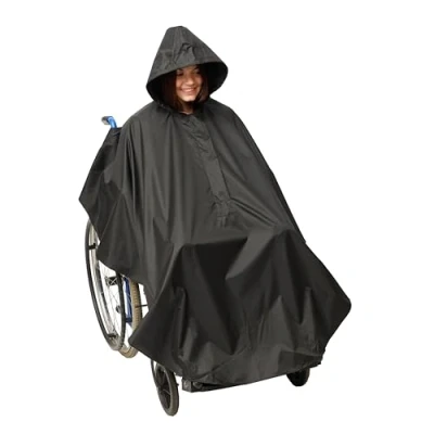Abbildung von Bramble Universal Rollstuhl Poncho zum Regenschutz &amp; Windschutz Regencape für Rollstuhlfahrer Robust Wasserdicht