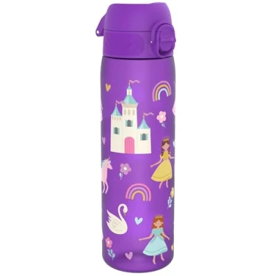 Abbildung von Ion8 Trinkflasche, 500 ml, Auslaufsicher, Einhandöffnung, Sichere Verriegelung, Spülmaschinenfest, BPA frei, Tragegriff, Klappdeckel, Leicht zu Reinigen, Klimaneutral, Prinzessin Design