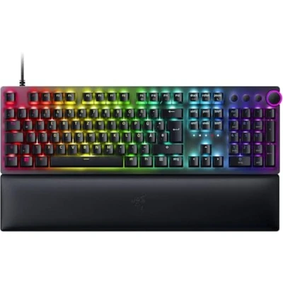 Abbildung von Razer Huntsman V2 (Purple Switch) Praktisch latenzfreie optische Gaming Tastatur (Handballenauflage, 4 Medientasten, Doubleshot PBT Tastenkappen) QWERTZ DE Layout Schwarz