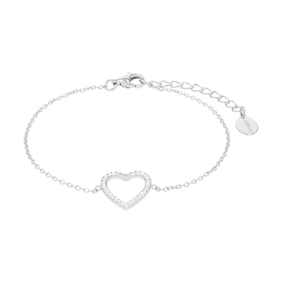 Abbildung von s.Oliver Armband 925 Sterling Silber Damen Armschmuck, mit Zirkonia synth., 16+3 cm, Silber, Herz, Kommt in Schmuck Geschenk Box, 2017255