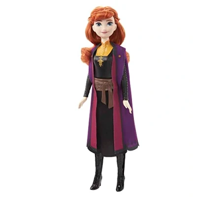 Abbildung von Mattel DISNEY Die Eiskönigin 2 Anna Modepuppe beweglich, Reiseoutfit, abnehmbarer Umhang, kämmbare Haare, für Kinder, alle Puppen separat erhältlich, HLW50