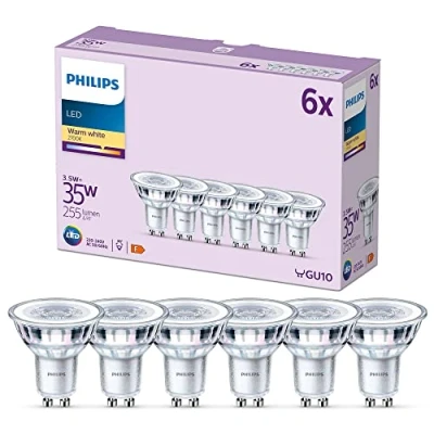 Abbildung von Philips LED Classic GU10 Lampen 6 er Pack (35 W), Reflektor Spots mit warmweißem Licht, energiesparende langer Nutzlebensdauer