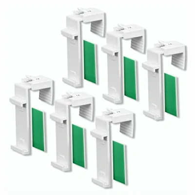 Abbildung von KLEMMFLEX Klemmhalter für Klemmfix Rollo, Doppelrollo, Duorollo ohne Bohren zum Klemmen und Kleben, 6 Stück, als Zubehör Ersatzteil die Aufhängung, Befestigung am PVC, Holz Fenster, Türflügel