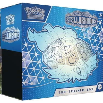 Abbildung von Pokémon Sammelkartenspiel: Top Trainer Box Karmesin &amp; Purpur Stellarkrone (1 Vollbild Promokarte, 9 Boosterpacks Premium Zubehör)