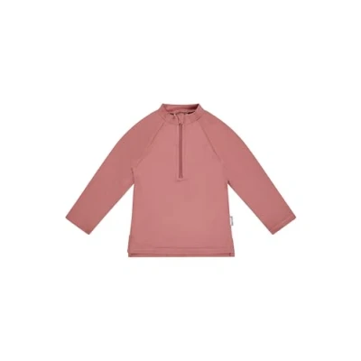 Abbildung von Sterntaler Badeshirt Langarm Uni UV Schutz 50+ Schwimmshirt mit Stehkragen Mädchen Shirt Frontreißverschluss und Kinnschutz Kinder Badebekleidung, Rosenholz, Größe 92