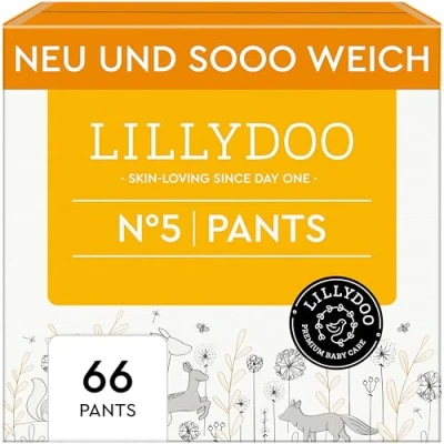 Abbildung von LILLYDOO Baby Windeln Pants Größe 5 (11 16 kg), Halbmonatsbox (66 Höschenwindeln), Sicherer Auslaufschutz Hautfreundlich, Weich &amp; Ohne Lotionen für empfindliche Haut, Dermatologisch getestet