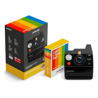 Abbildung von Polaroid Now+ Gen 3 Sofortbildkamera mit Bluetooth Verbindung Bundle Kamera + Farbfilm (16 Fotos) Schwarz (6562)