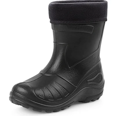 Abbildung von Ladeheid Gummistiefel Kinder federleichte und wasserdichte Eva Thermo Regenstiefel gefüttert KL050 (Schwarz, 24 EU)