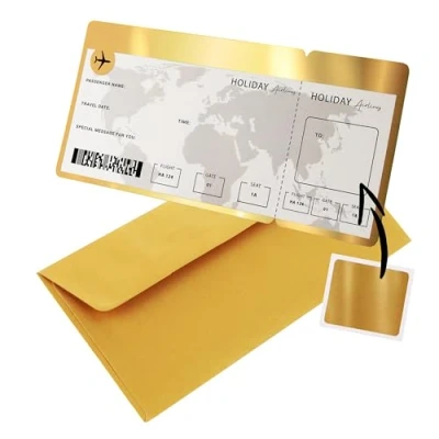 Abbildung von CraftWerk Flugticket mit Rubbelfläche Personalisierbare für Frauen, Freund oder Freundin Boarding Pass als Geschenk Verpackung Reise und Urlaub