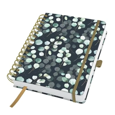 Abbildung von Sigel JN657 Spiralblock A5 dotted, Notizblock Bullet Journal Jolie, stärkeres 120 g Papier, Eucalyptus Night, 240 Seiten, vegan, aus nachhaltigem Papier hergestellt
