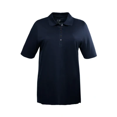 Abbildung von Ulla Popken Damen Basic Poloshirt T Shirt, blauschwarz, 62 64
