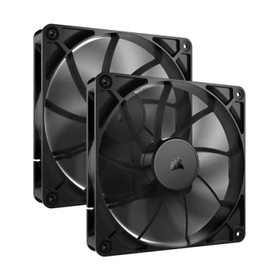 Abbildung von CORSAIR RS140 140mm PWM Lüfter Daisy Chain Verbindung Geräuscharm Magnetisches Dome Lager Doppelpack Schwarz