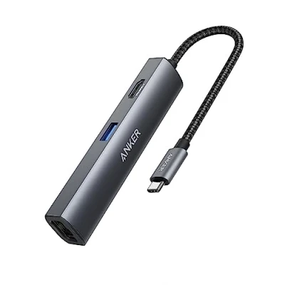 Abbildung von Anker PowerExpand+ 5 in 1 Ethernet Hub, Adapter mit 4K USB C auf HDMI, Eingang, 3 3.0 Ports, für MacBook Pro, iPad XPS, Pixelbook, und mehr